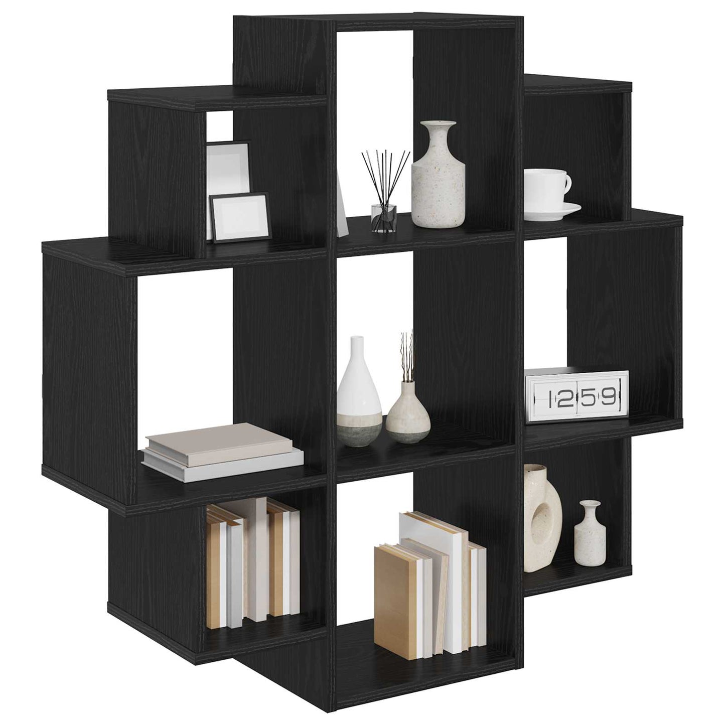 vidaXL Wall Shelf Black Oak 90 x 25 x 90 cm Engineered Wood