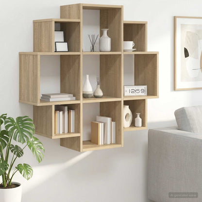 vidaXL Wall Shelf Sonoma Oak 90 x 25 x 90 cm Engineered Wood