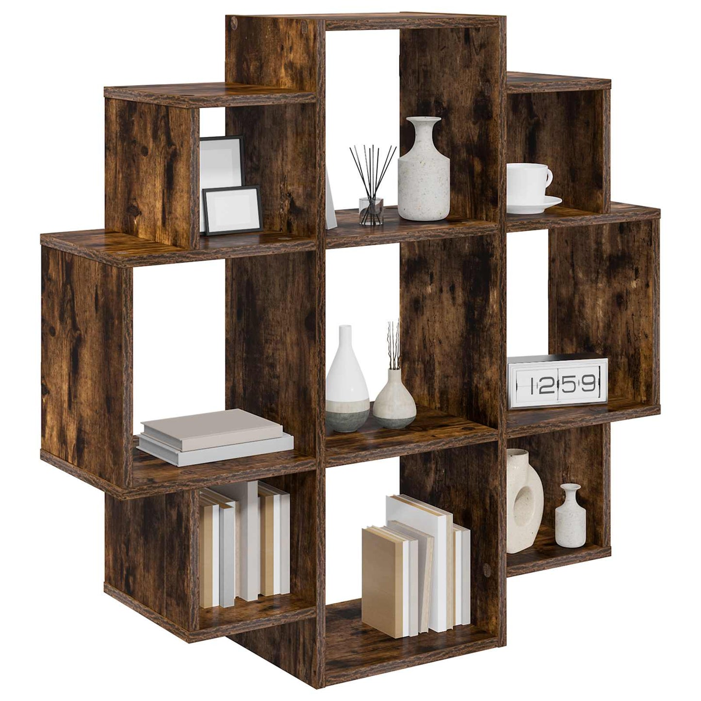 vidaXL Wall Shelf Smoked Oak 90 x 25 x 90 cm Engineered Wood