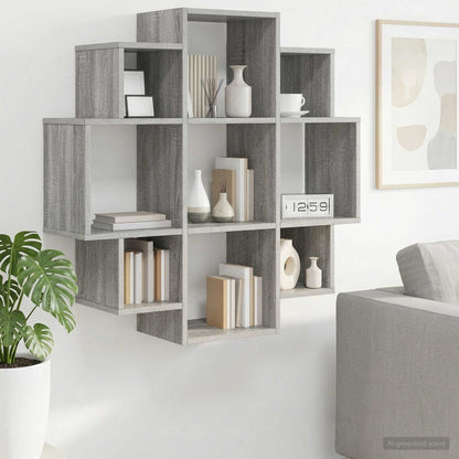 vidaXL Wall Shelf Grey Sonoma 90 x 25 x 90 cm Engineered Wood