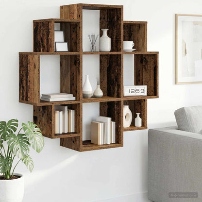 vidaXL Wall Shelf Old Wood 90 x 25 x 90 cm Engineered Wood