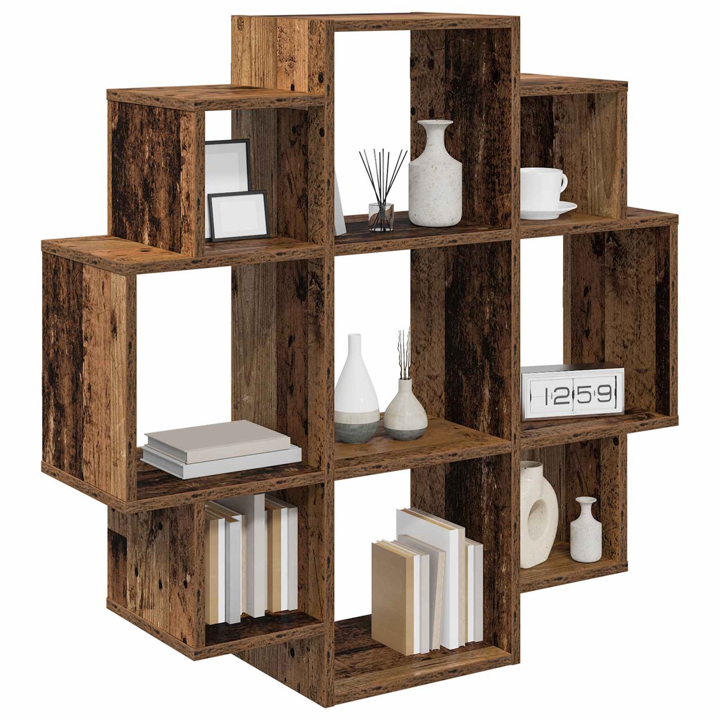 vidaXL Wall Shelf Old Wood 90 x 25 x 90 cm Engineered Wood