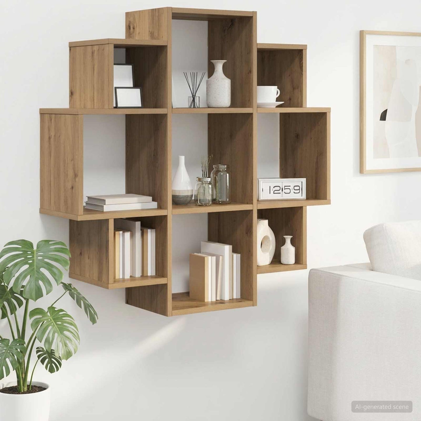 vidaXL Wall Shelf Artisan Oak 90 x 25 x 90 cm Engineered Wood