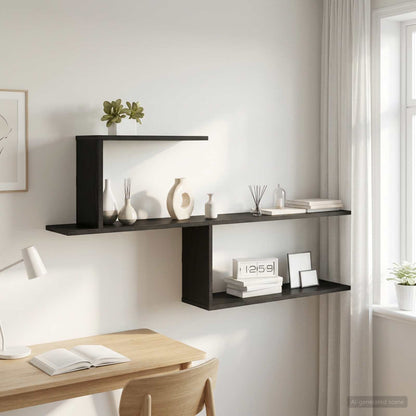 vidaXL Wall Shelf Black Oak 122 x 18 x 60 cm Engineered Wood