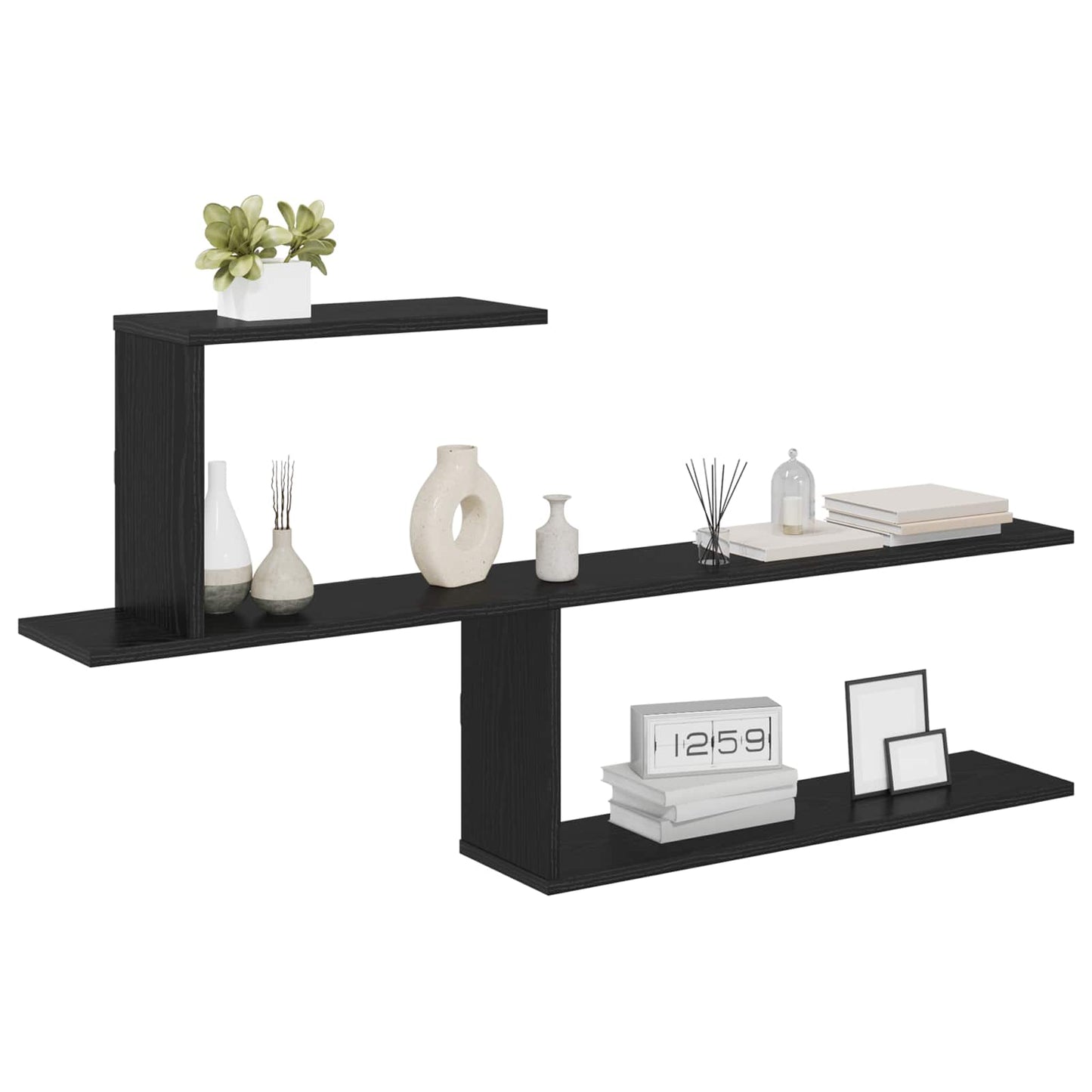 vidaXL Wall Shelf Black Oak 122 x 18 x 60 cm Engineered Wood