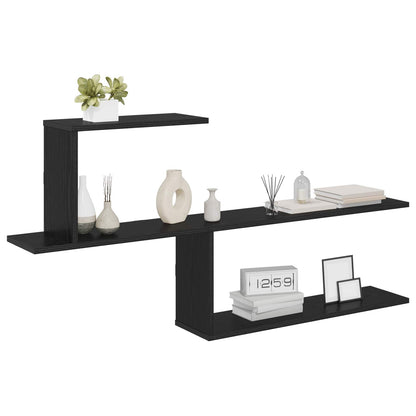 vidaXL Wall Shelf Black Oak 122 x 18 x 60 cm Engineered Wood