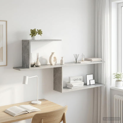 vidaXL Wall Shelf Concrete Grey 122 x 18 x 60 cm Engineered Wood