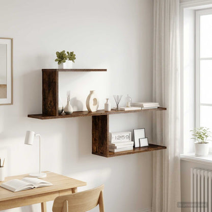 vidaXL Wall Shelf Smoked Oak 122 x 18 x 60 cm Engineered Wood