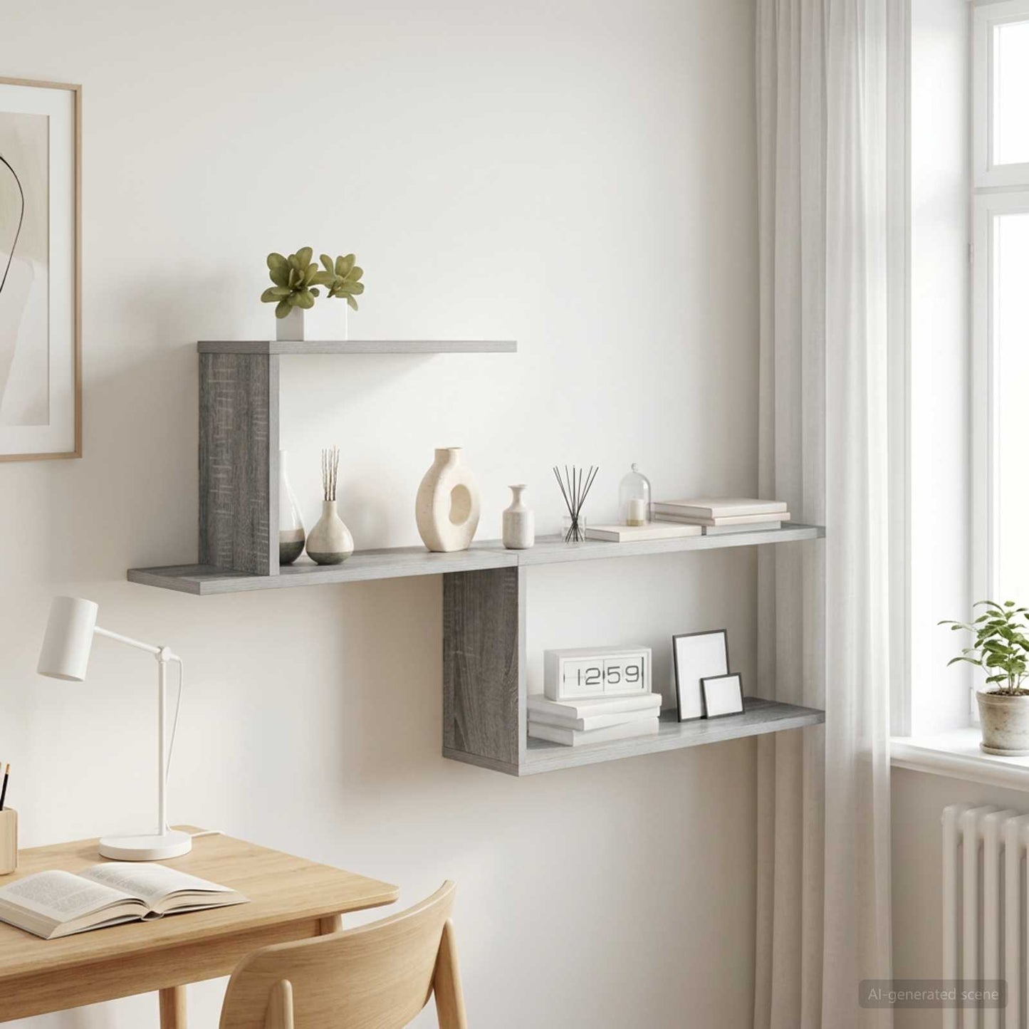 vidaXL Wall Shelf Grey Sonoma 122 x 18 x 60 cm Engineered Wood