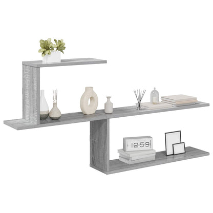 vidaXL Wall Shelf Grey Sonoma 122 x 18 x 60 cm Engineered Wood