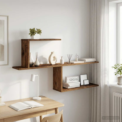 vidaXL Wall Shelf Old Wood 122 x 18 x 60 cm Engineered Wood