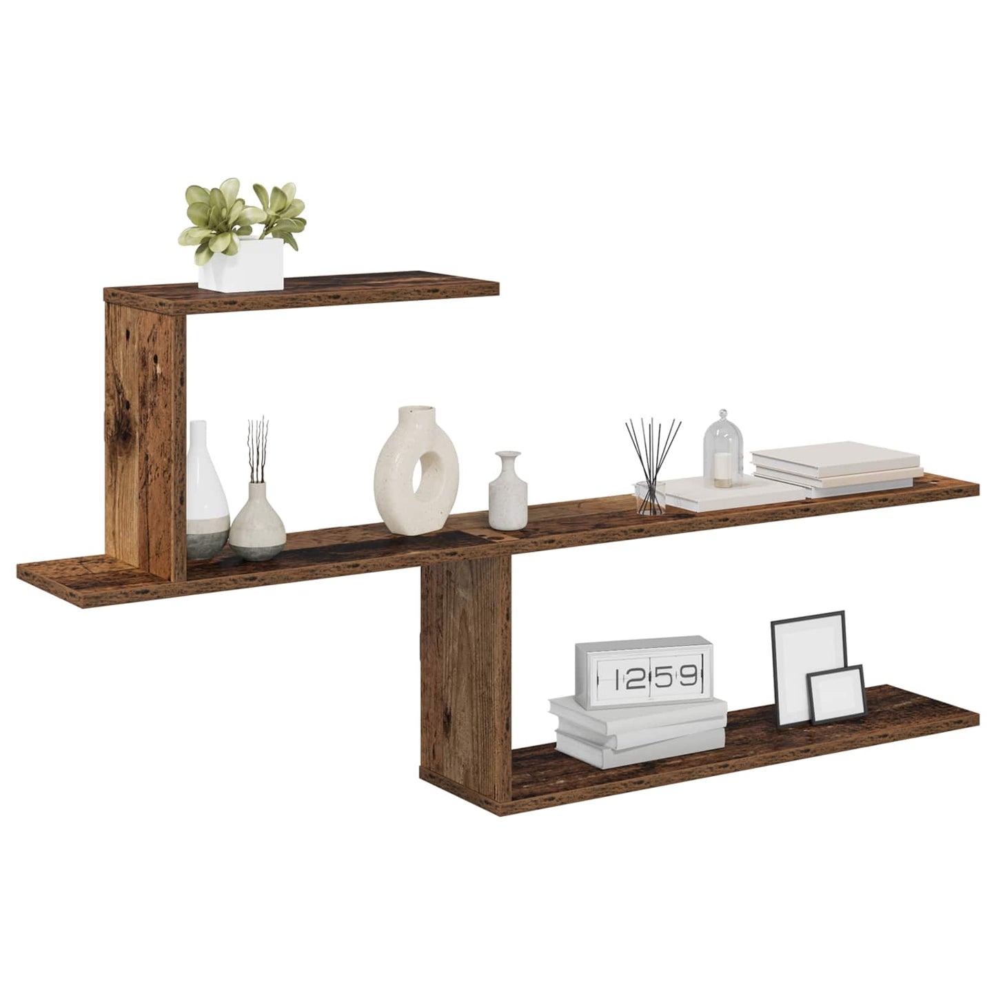 vidaXL Wall Shelf Old Wood 122 x 18 x 60 cm Engineered Wood