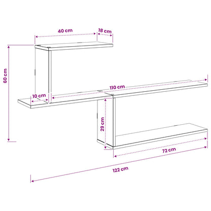vidaXL Wall Shelf Artisan Oak 122 x 18 x 60 cm Engineered Wood