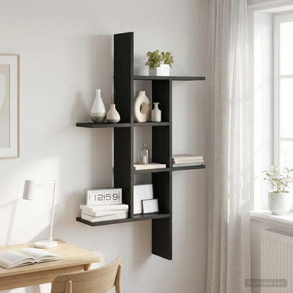 vidaXL Wall Shelf Black Oak 61 x 15 x 102 cm Engineered Wood