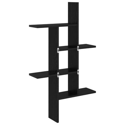 vidaXL Wall Shelf Black Oak 61 x 15 x 102 cm Engineered Wood
