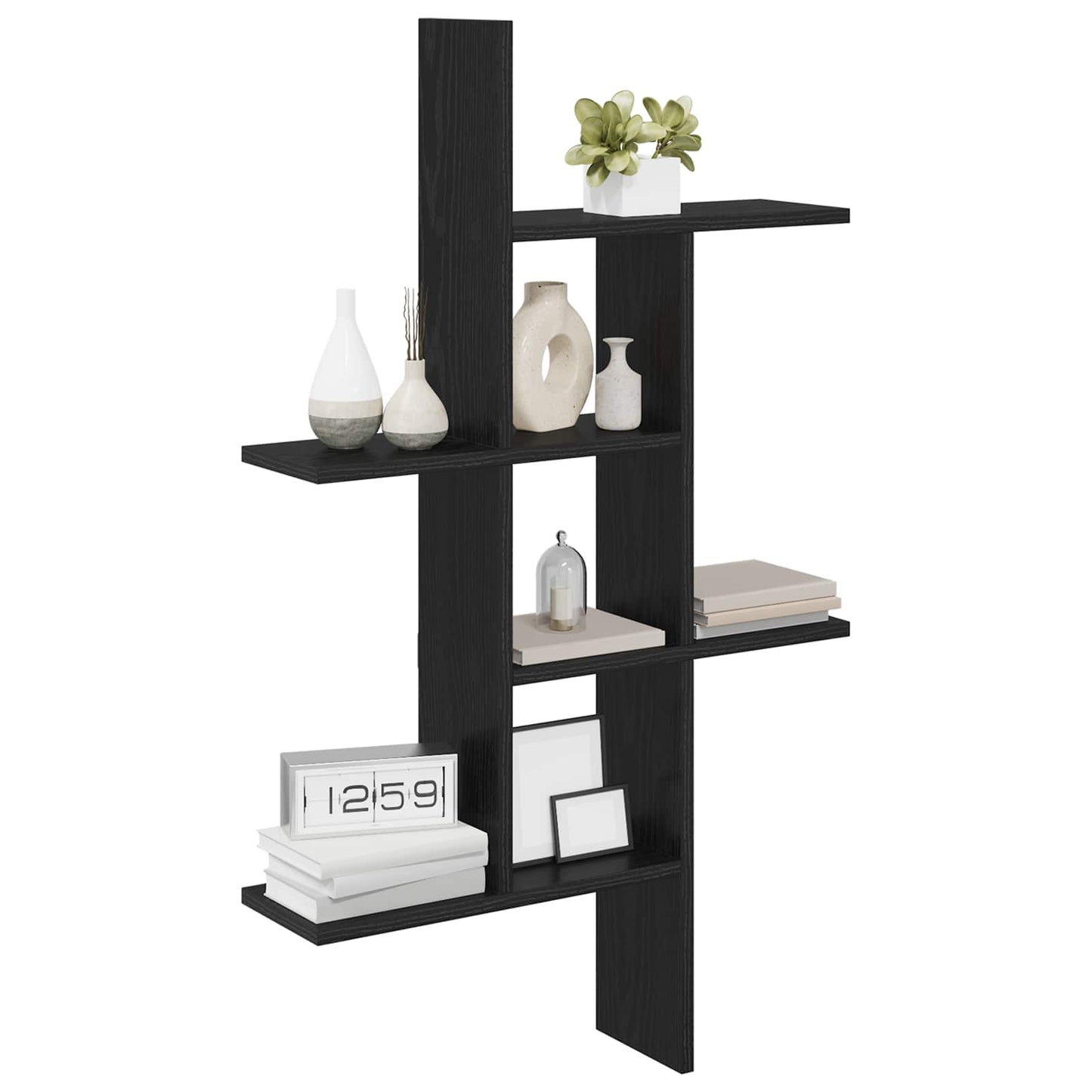 vidaXL Wall Shelf Black Oak 61 x 15 x 102 cm Engineered Wood