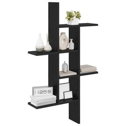 vidaXL Wall Shelf Black Oak 61 x 15 x 102 cm Engineered Wood