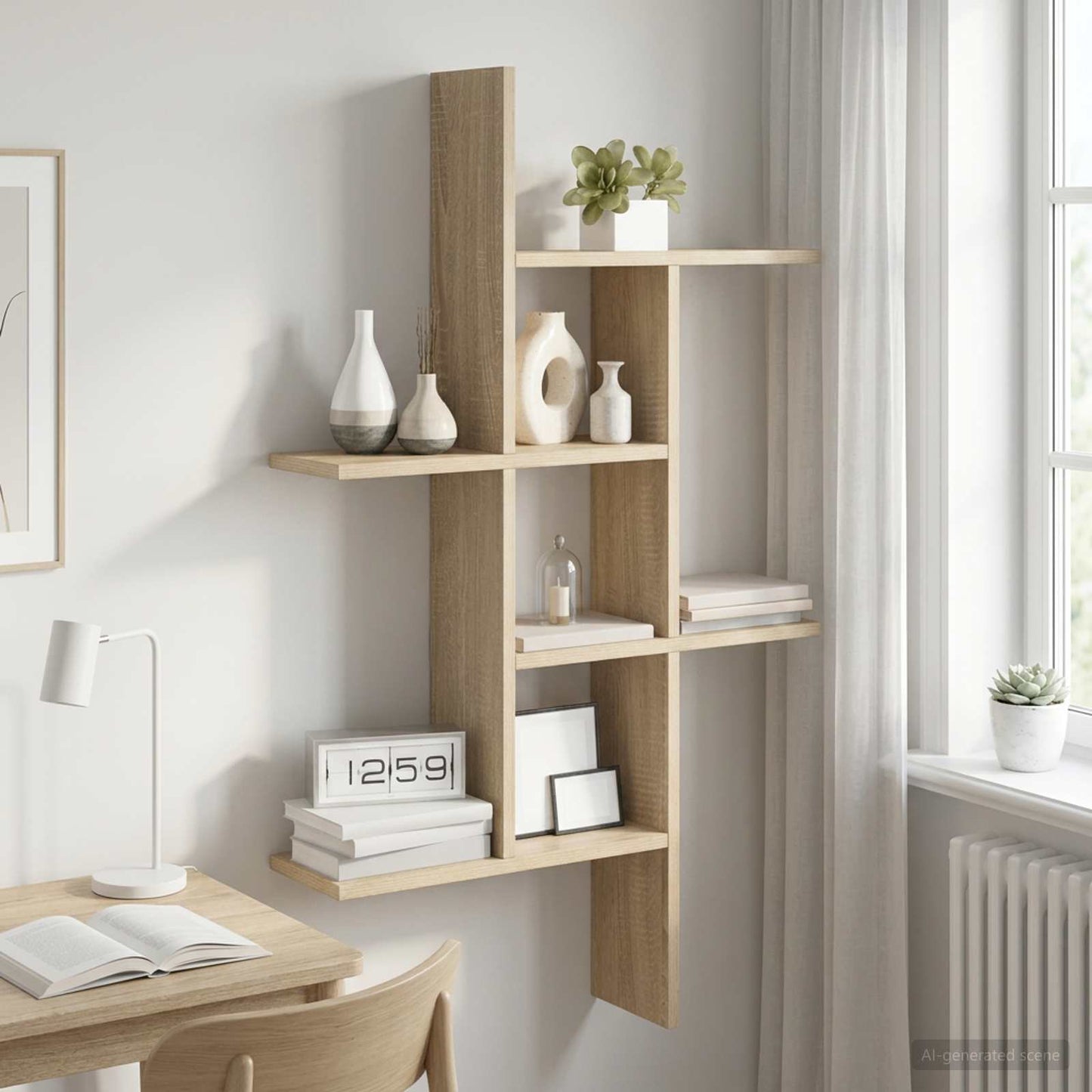 vidaXL Wall Shelf Sonoma Oak 61 x 15 x 102 cm Engineered Wood