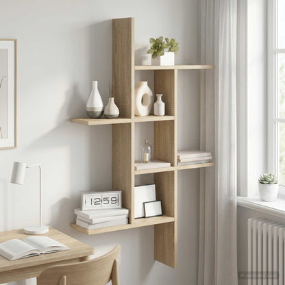 vidaXL Wall Shelf Sonoma Oak 61 x 15 x 102 cm Engineered Wood