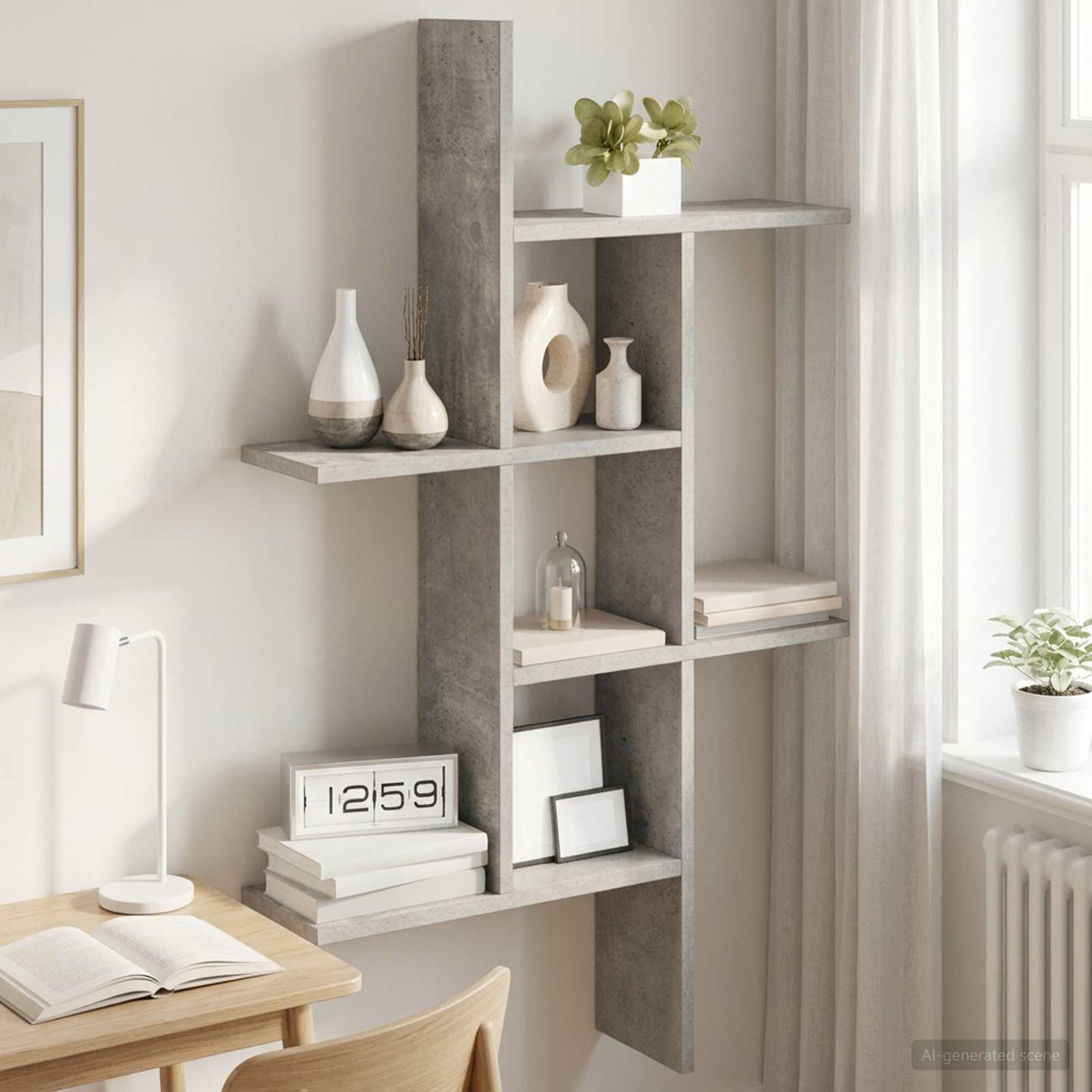 vidaXL Wall Shelf Concrete Grey 61 x 15 x 102 cm Engineered Wood