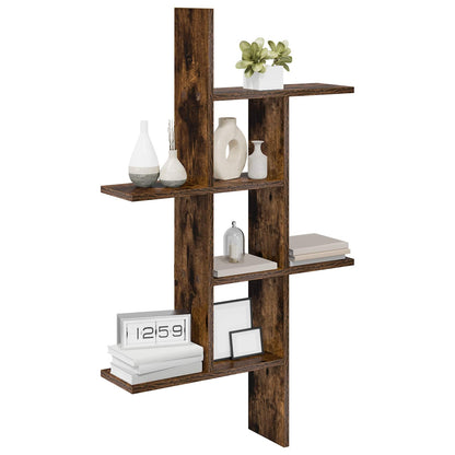 vidaXL Wall Shelf Smoked Oak 61 x 15 x 102 cm Engineered Wood