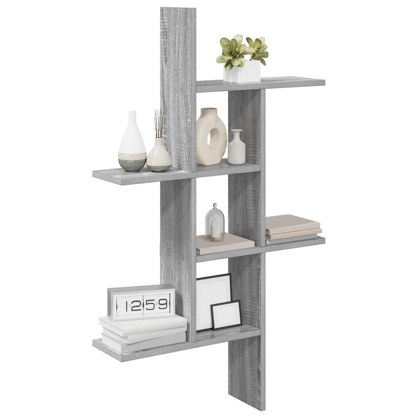 vidaXL Wall Shelf Grey Sonoma 61 x 15 x 102 cm Engineered Wood