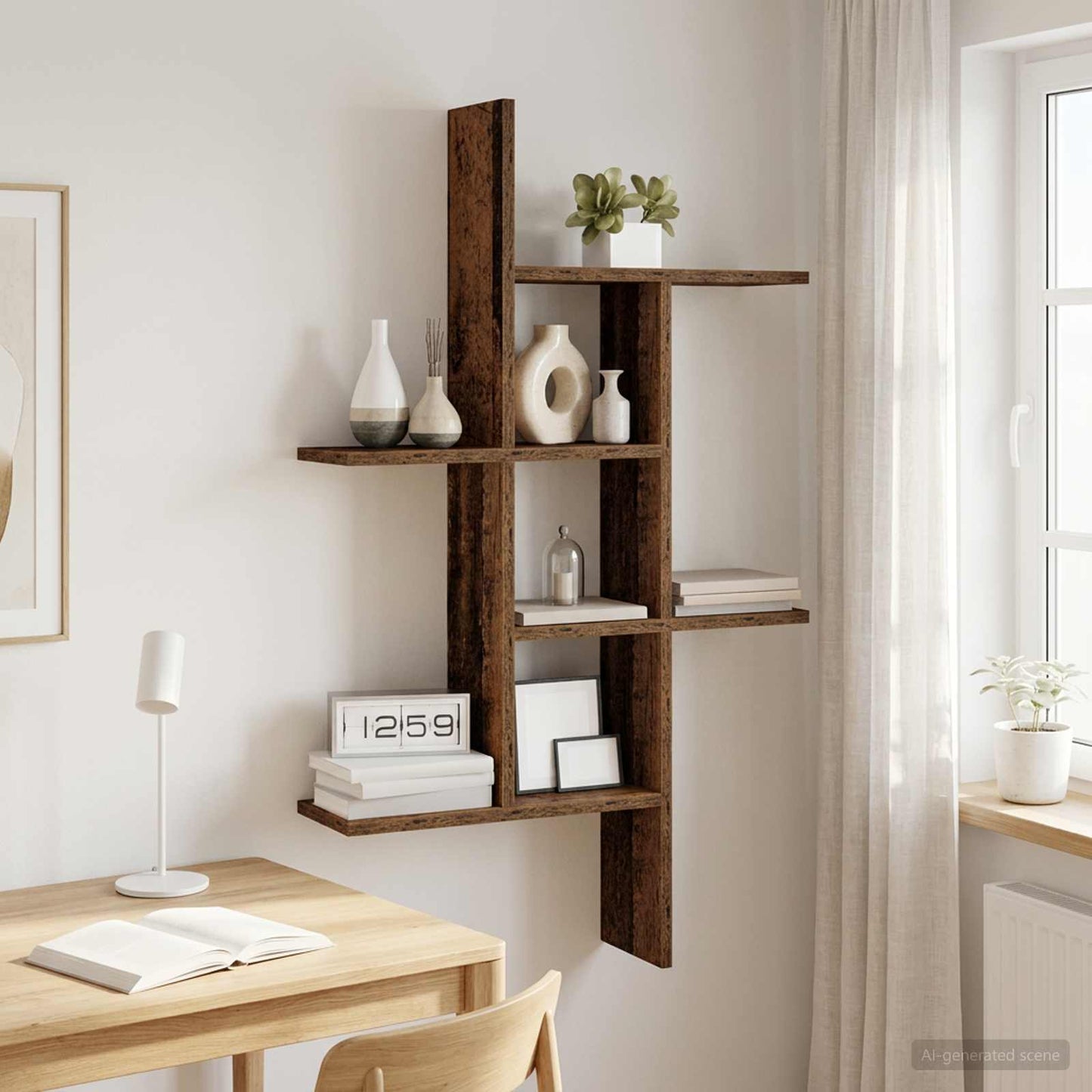 vidaXL Wall Shelf Old Wood 61 x 15 x 102 cm Engineered Wood