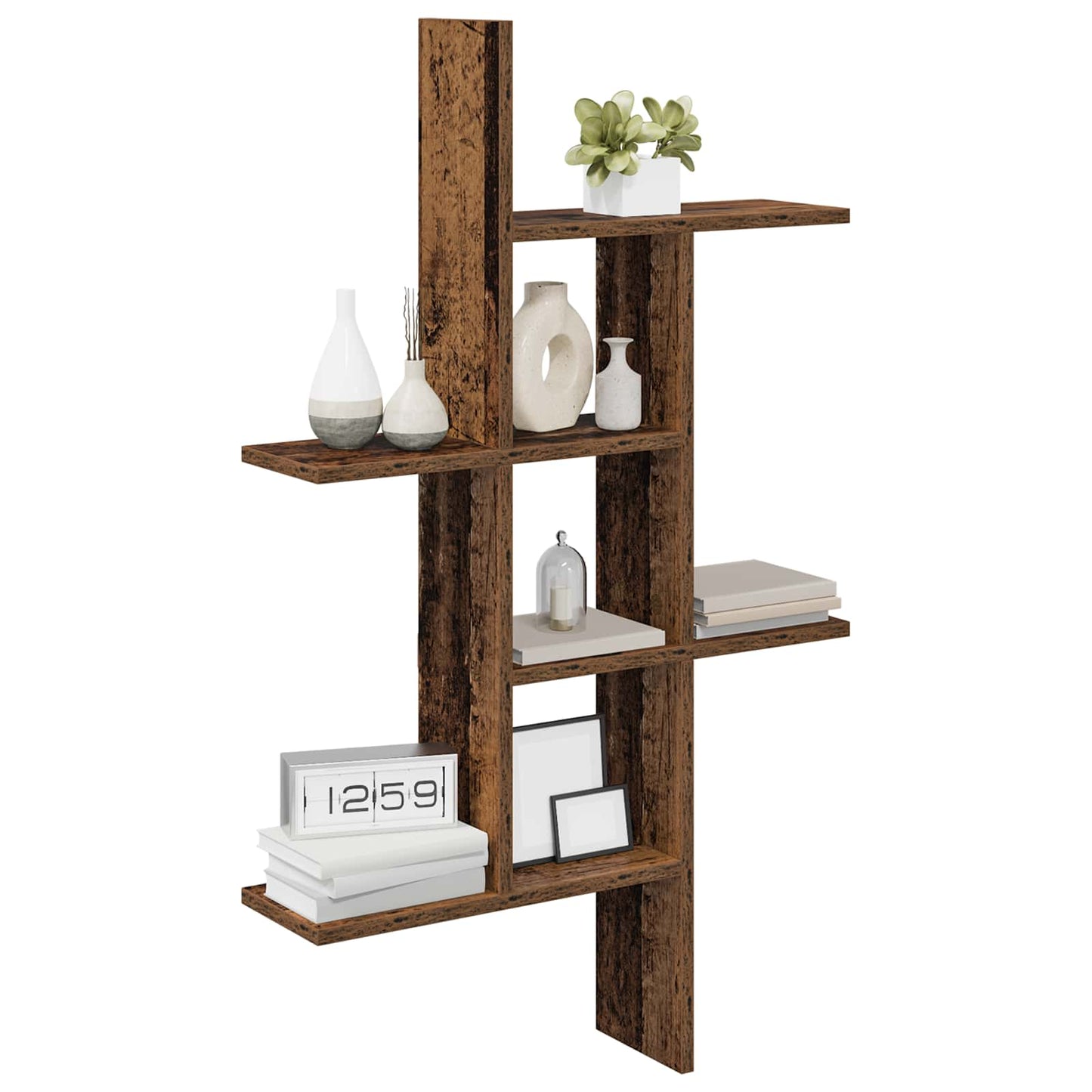 vidaXL Wall Shelf Old Wood 61 x 15 x 102 cm Engineered Wood