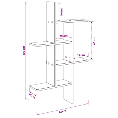 vidaXL Wall Shelf Old Wood 61 x 15 x 102 cm Engineered Wood