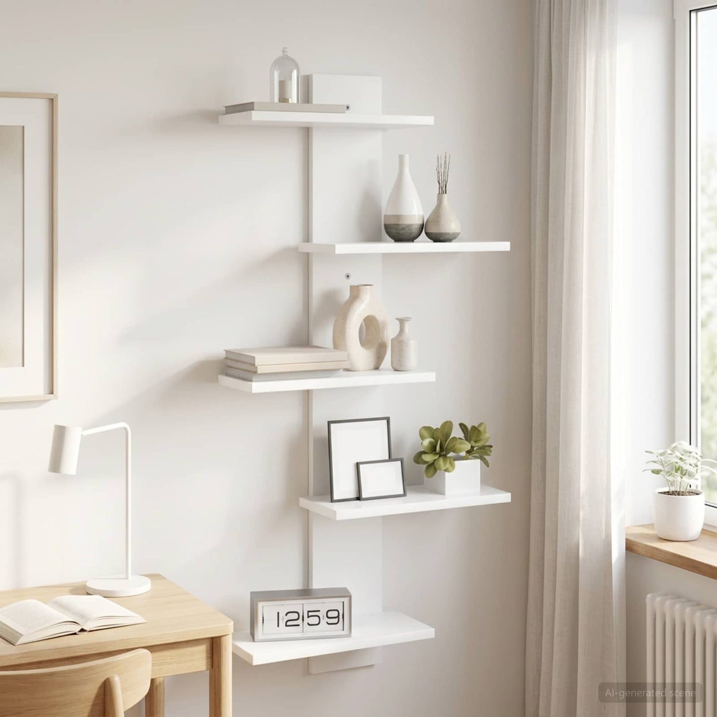 vidaXL Wall Floating Shelf White 48.5 x 15 x 101 cm Engineered Wood