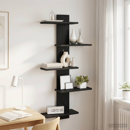 vidaXL Wall Floating Shelf Black Oak 48.5 x 15 x 101 cm