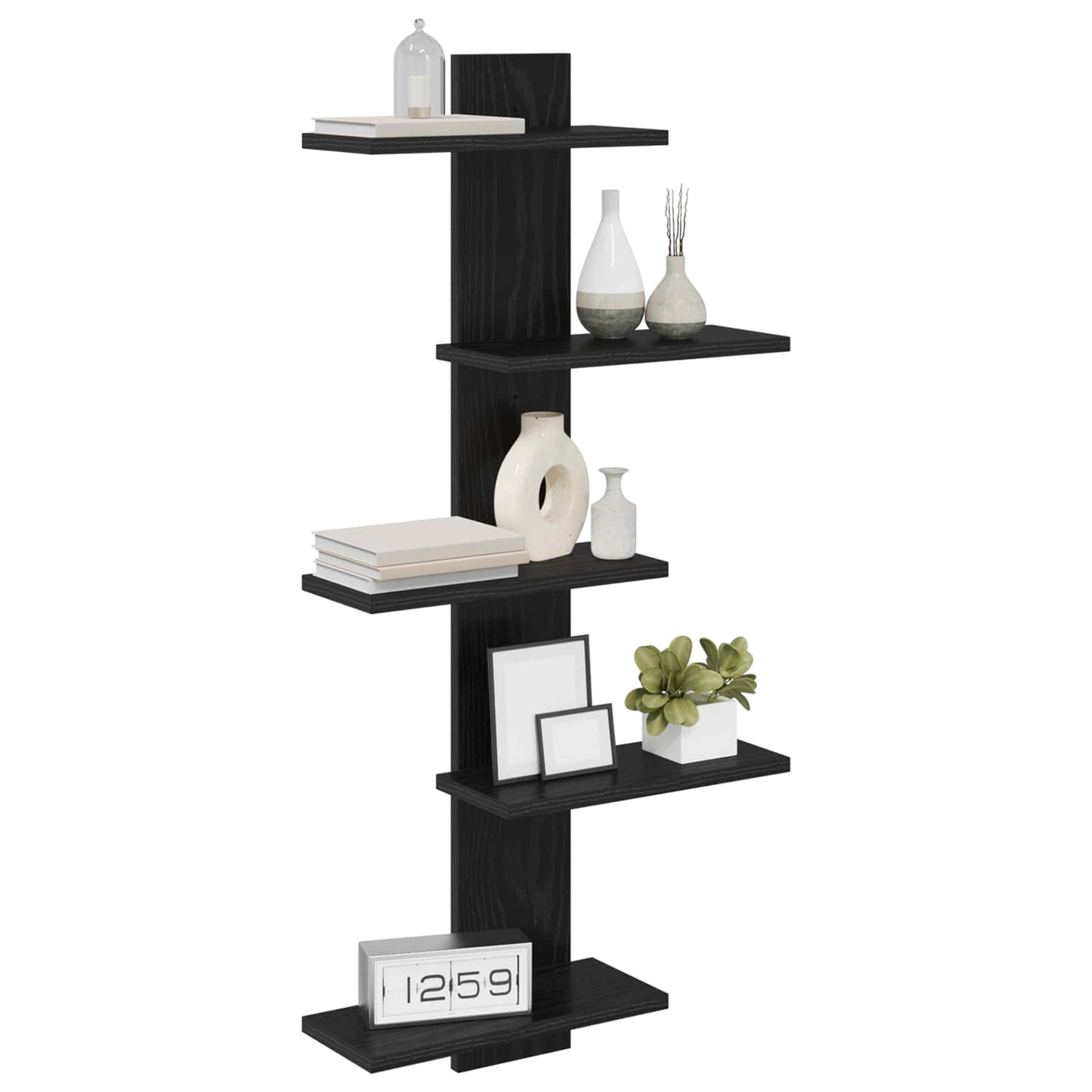vidaXL Wall Floating Shelf Black Oak 48.5 x 15 x 101 cm