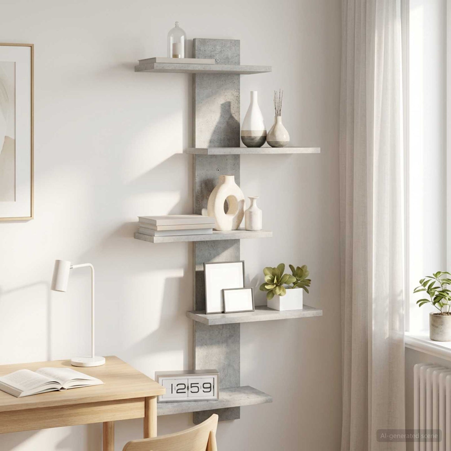 vidaXL Wall Floating Shelf Concrete Grey 48.5 x 15 x 101 cm