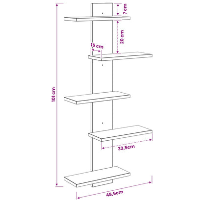 vidaXL Wall Floating Shelf Concrete Grey 48.5 x 15 x 101 cm