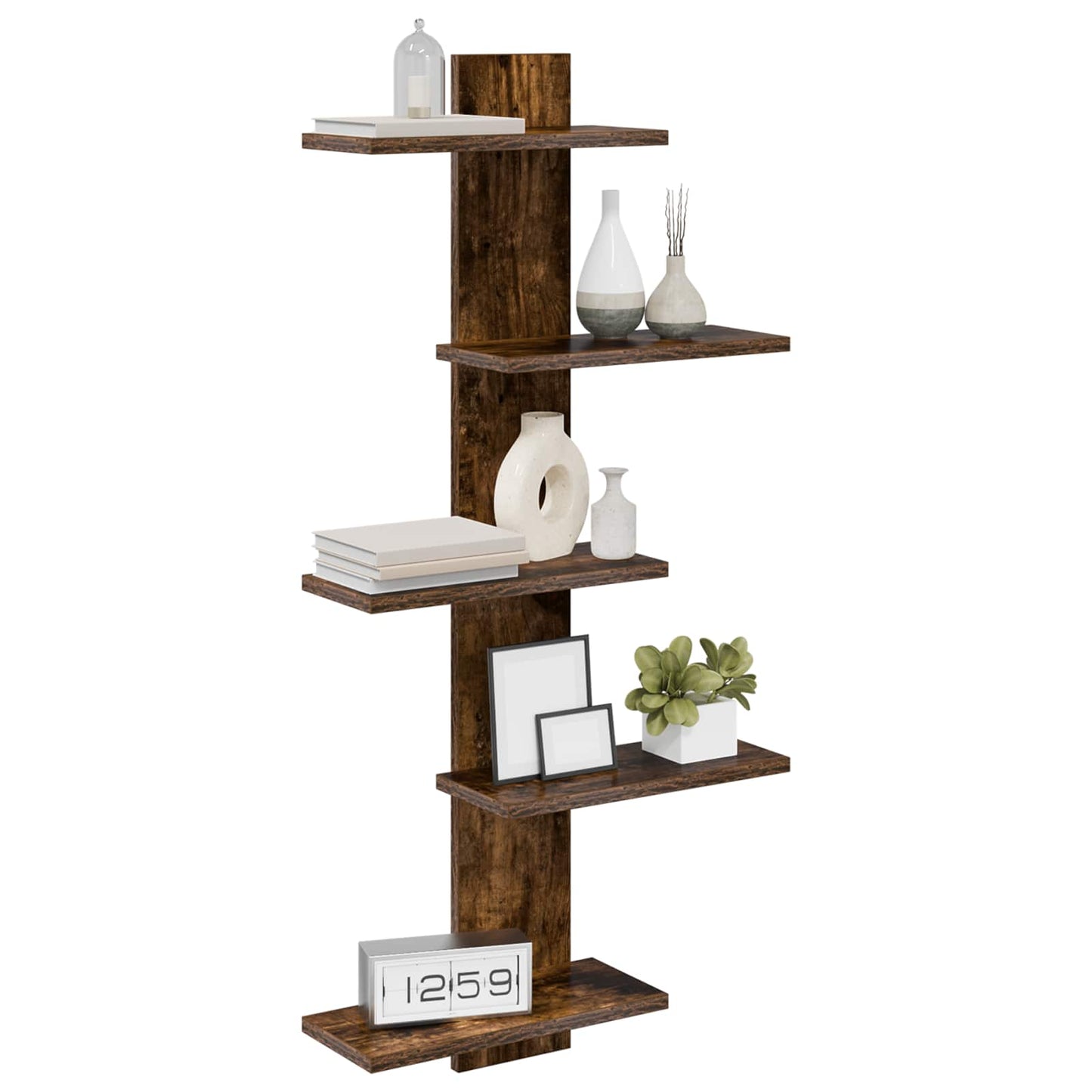 vidaXL Wall Floating Shelf Smoked Oak 48.5 x 15 x 101 cm