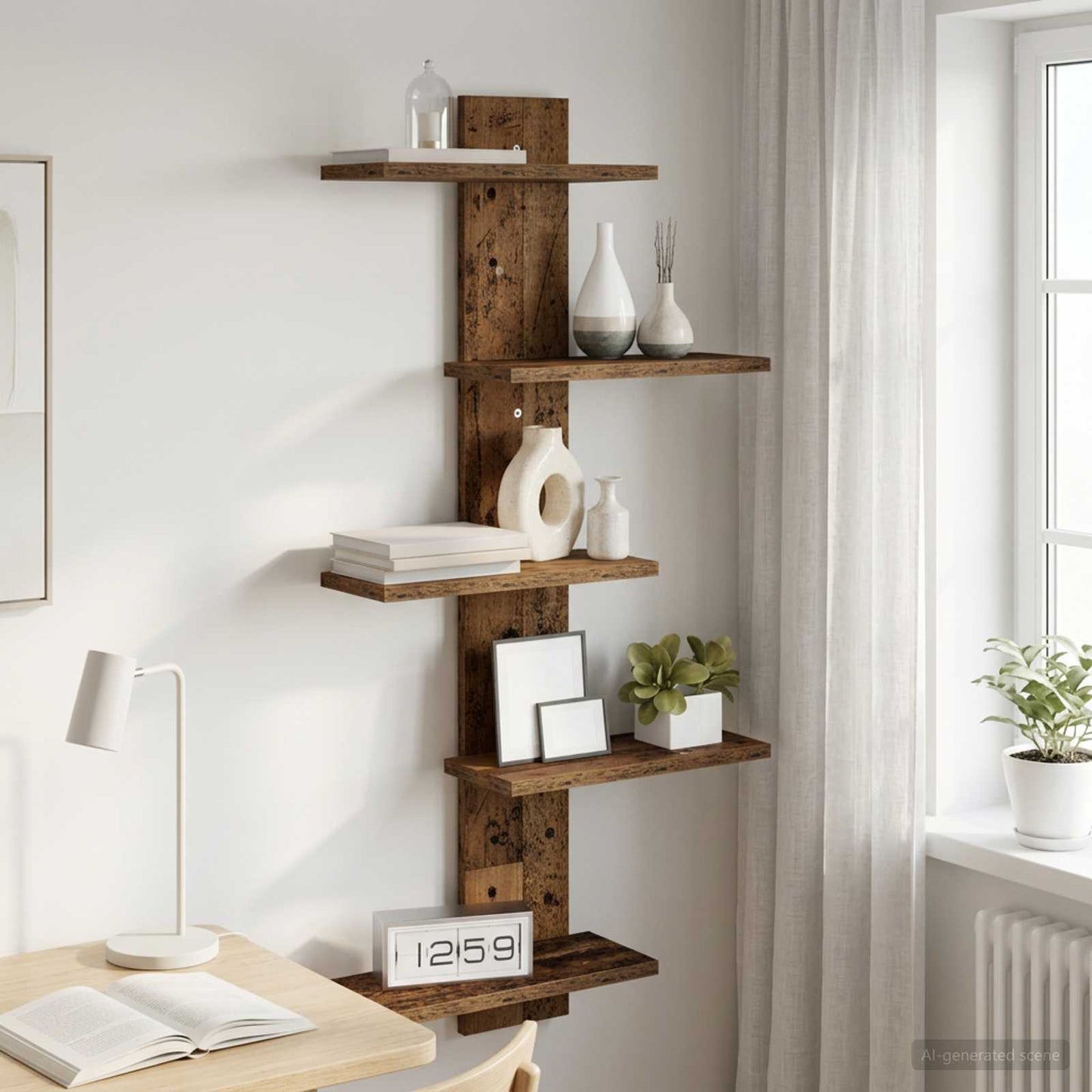 vidaXL Wall Floating Shelf Old Wood 48.5 x 15 x 101 cm Engineered Wood