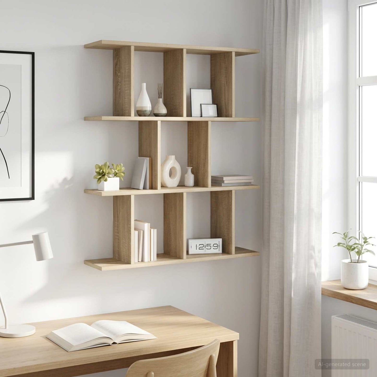 vidaXL Wall Shelf Sonoma Oak 80 x 20 x 96 cm Engineered Wood
