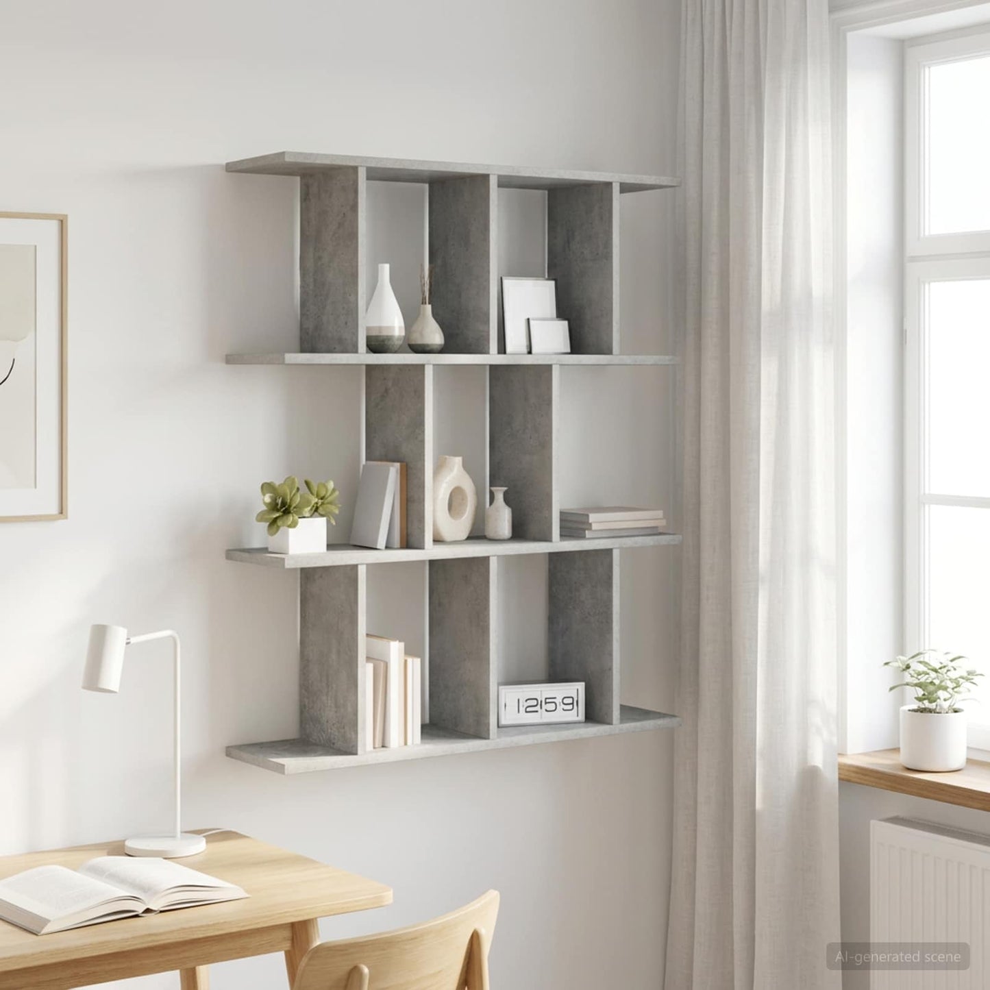 vidaXL Wall Shelf Concrete Grey 80 x 20 x 96 cm Engineered Wood