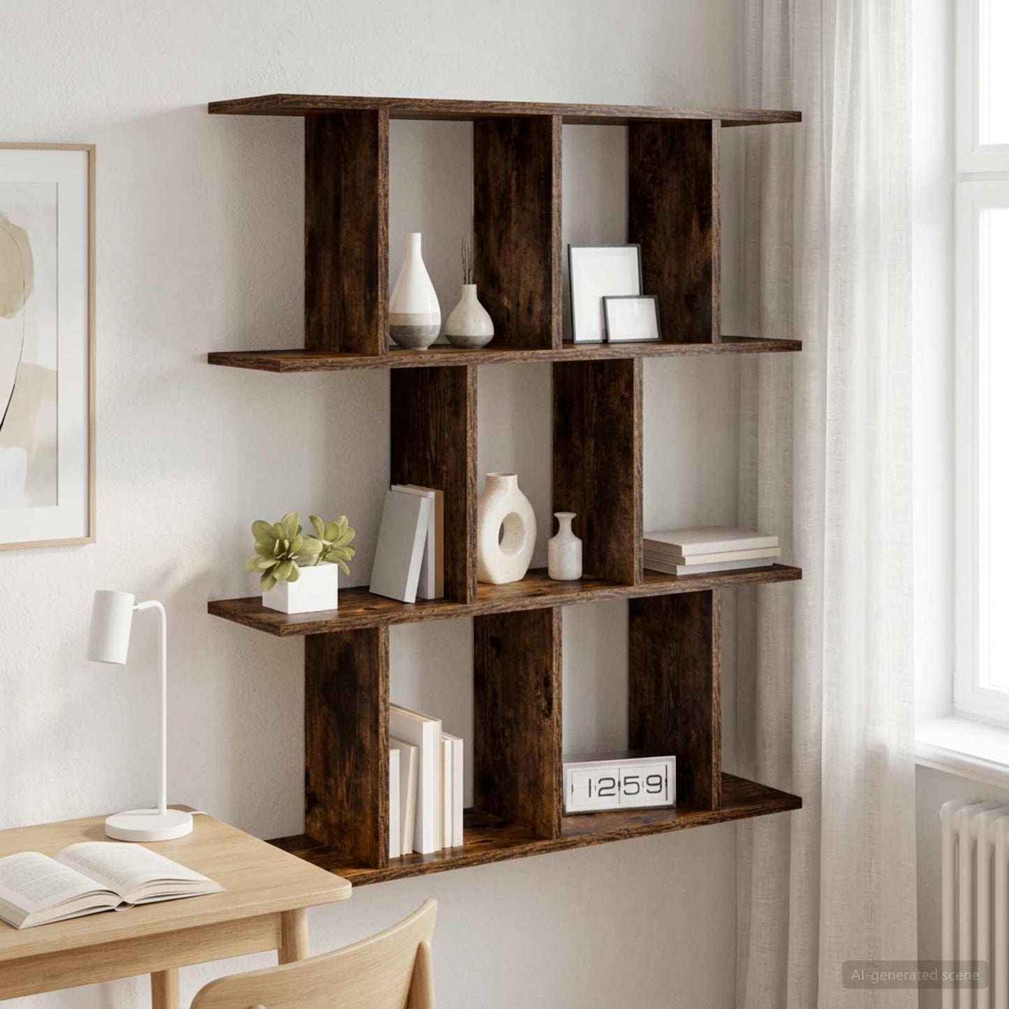 vidaXL Wall Shelf Smoked Oak 80 x 20 x 96 cm Engineered Wood