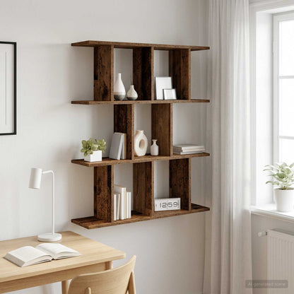 vidaXL Wall Shelf Old Wood 80 x 20 x 96 cm Engineered Wood
