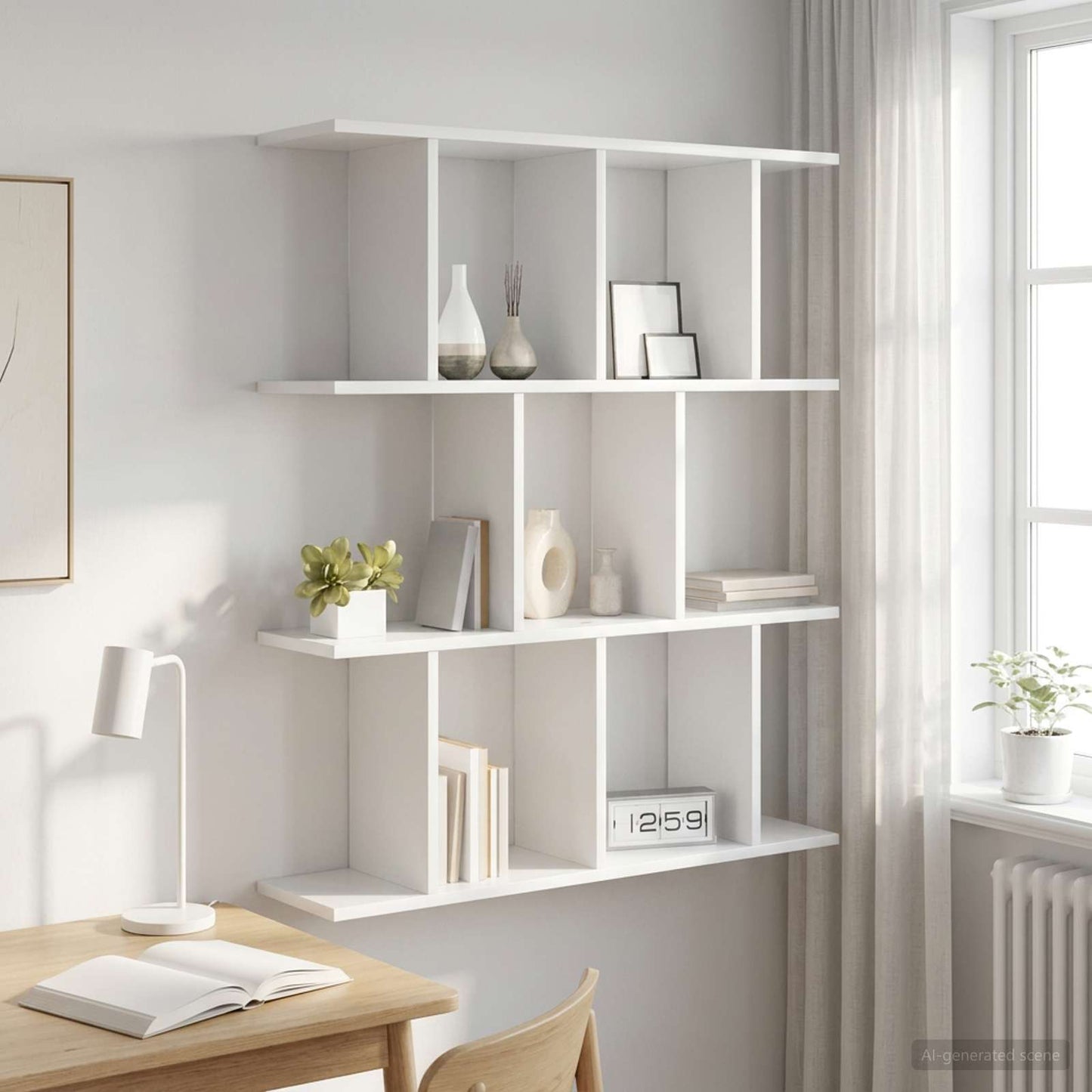 vidaXL Wall Shelf White 102 x 20 x 96 cm Engineered Wood