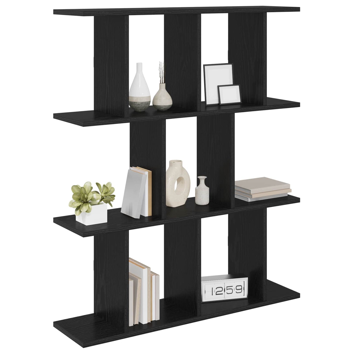vidaXL Wall Shelf Black Oak 102 x 20 x 96 cm Engineered Wood