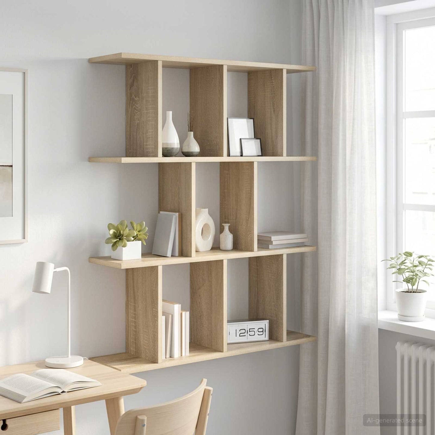 vidaXL Wall Shelf Sonoma Oak 102 x 20 x 96 cm Engineered Wood