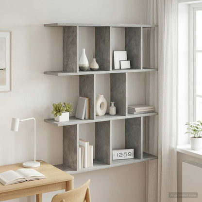 vidaXL Wall Shelf Concrete Grey 102 x 20 x 96 cm Engineered Wood