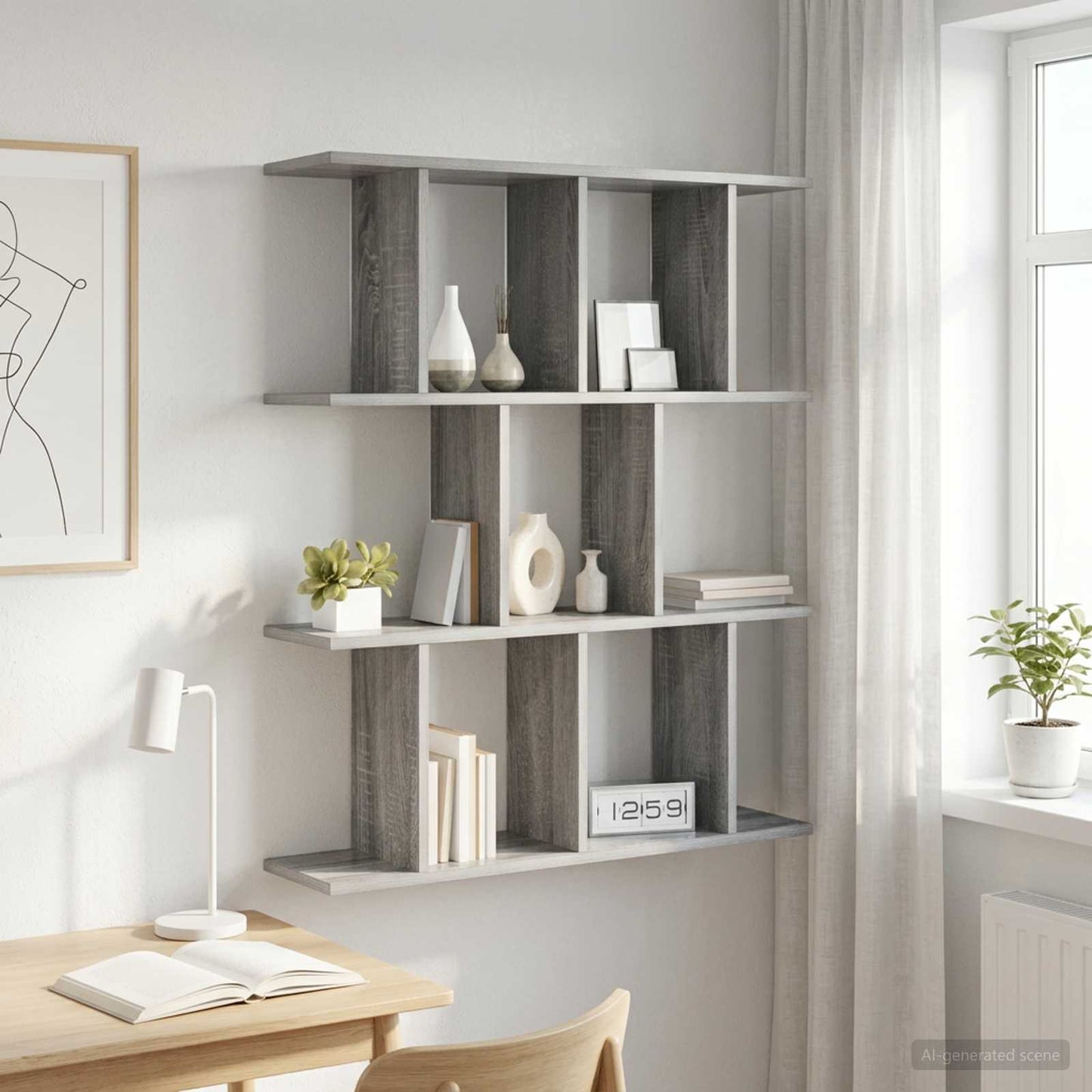 vidaXL Wall Shelf Grey Sonoma 102 x 20 x 96 cm Engineered Wood