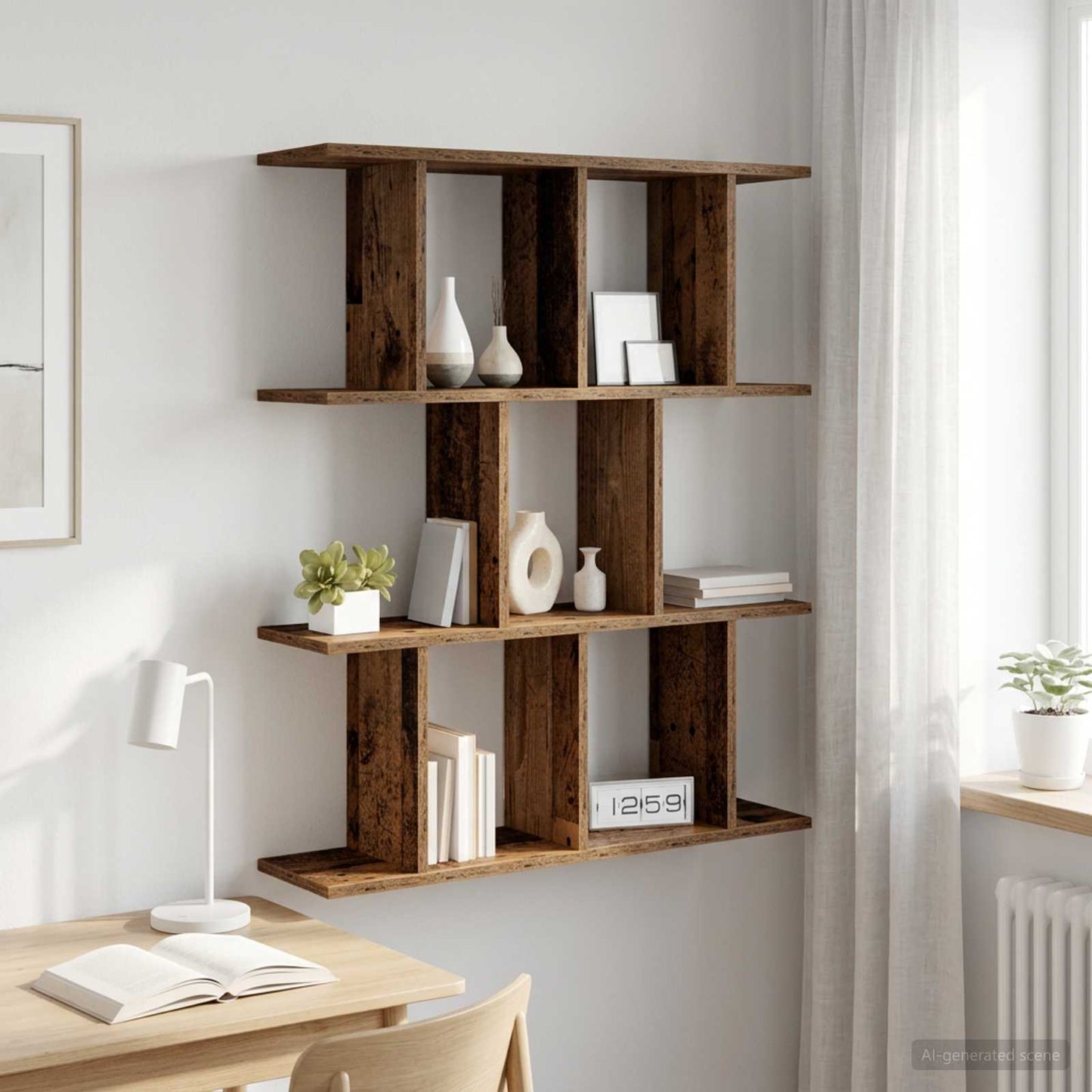 vidaXL Wall Shelf Old Wood 102 x 20 x 96 cm Engineered Wood