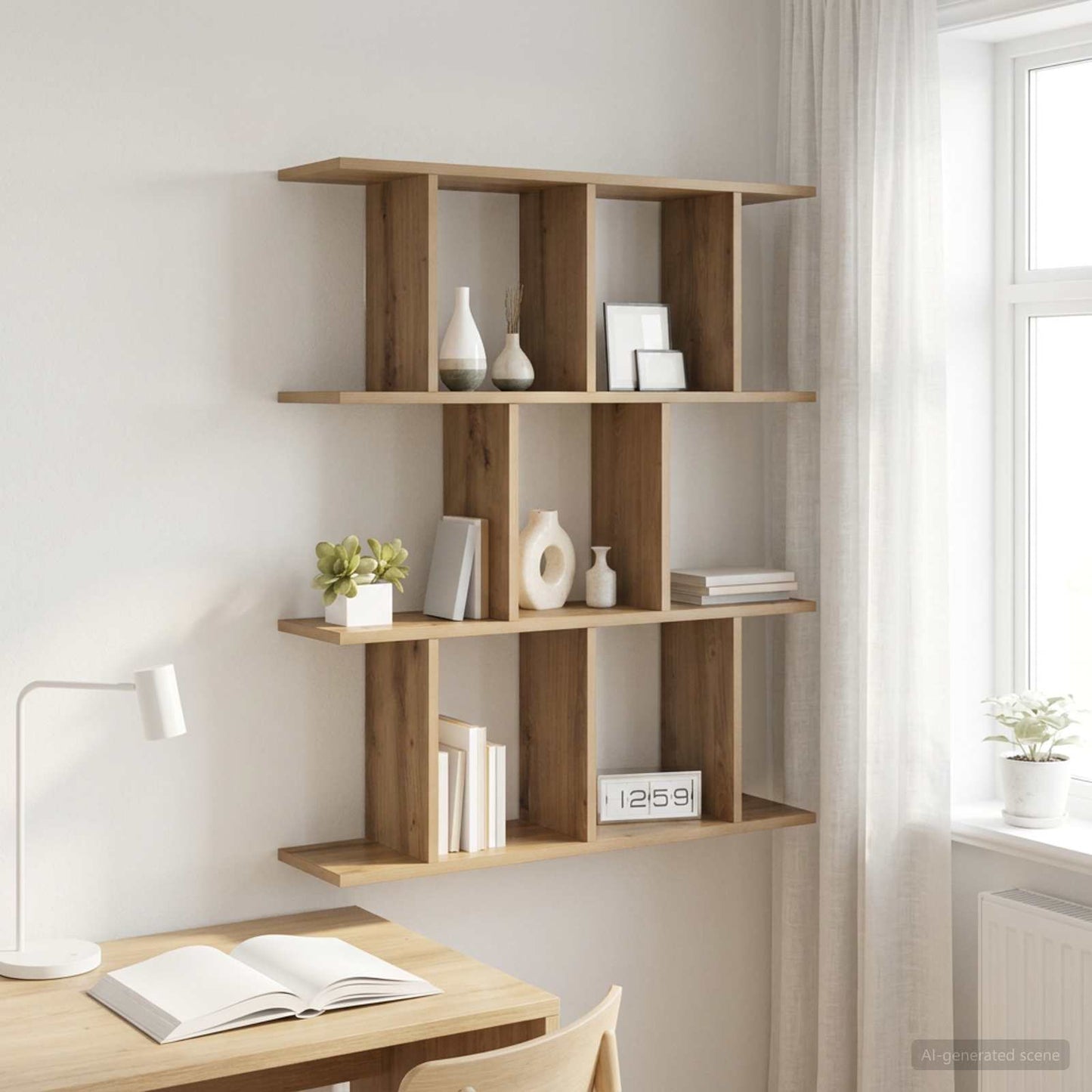 vidaXL Wall Shelf Artisan Oak 102 x 20 x 96 cm Engineered Wood