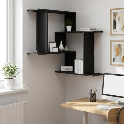 vidaXL Wall Shelf Black Oak 67 x 67 x 87 cm Engineered Wood