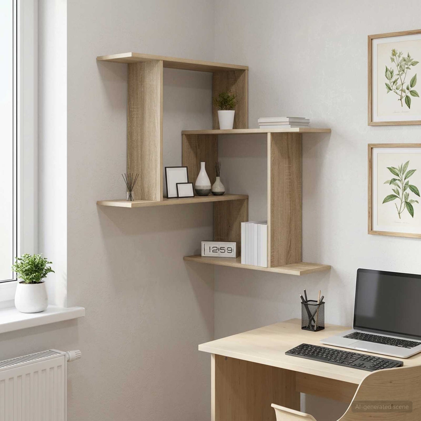 vidaXL Wall Shelf Sonoma Oak 67 x 67 x 87 cm Engineered Wood
