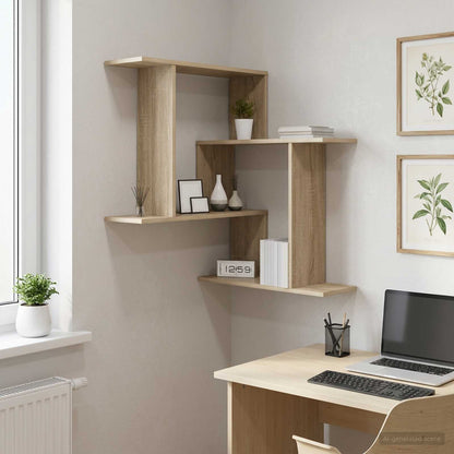 vidaXL Wall Shelf Sonoma Oak 67 x 67 x 87 cm Engineered Wood